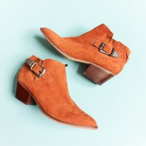 Steve Madden Cassie Brown Leather Pointed Toe Western Boots Size 10 Buckle